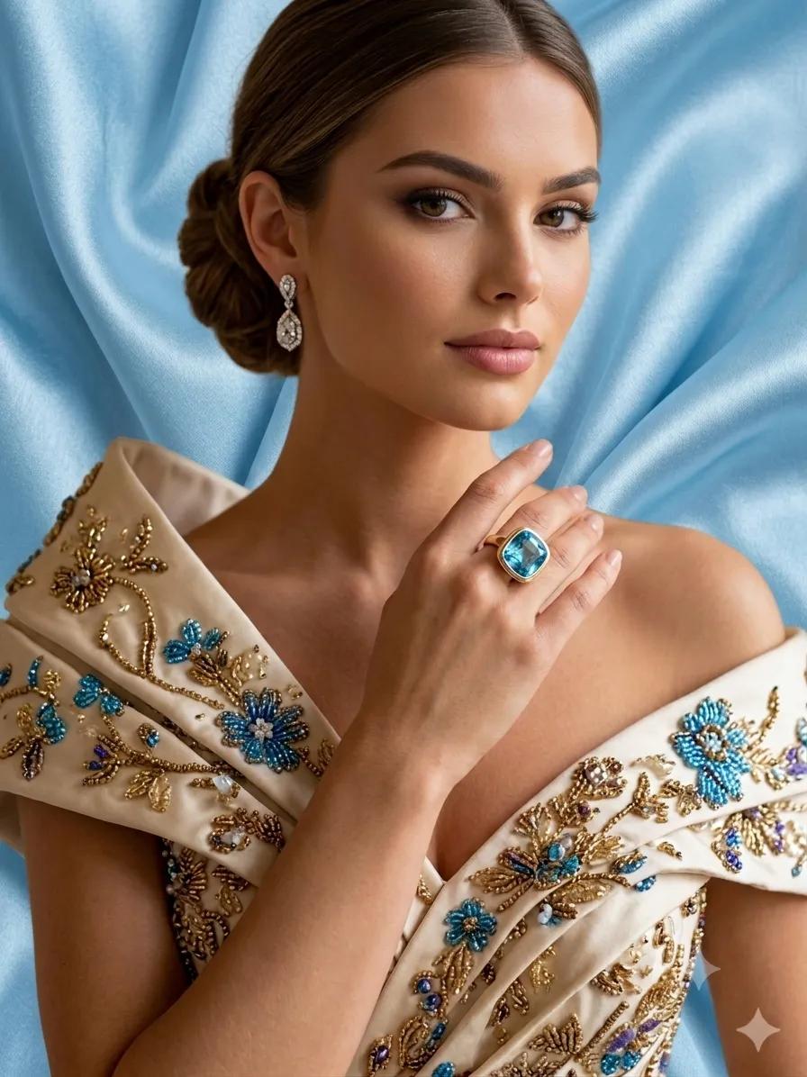 Strahlend Blaues Goldring-Highlight Detail 2