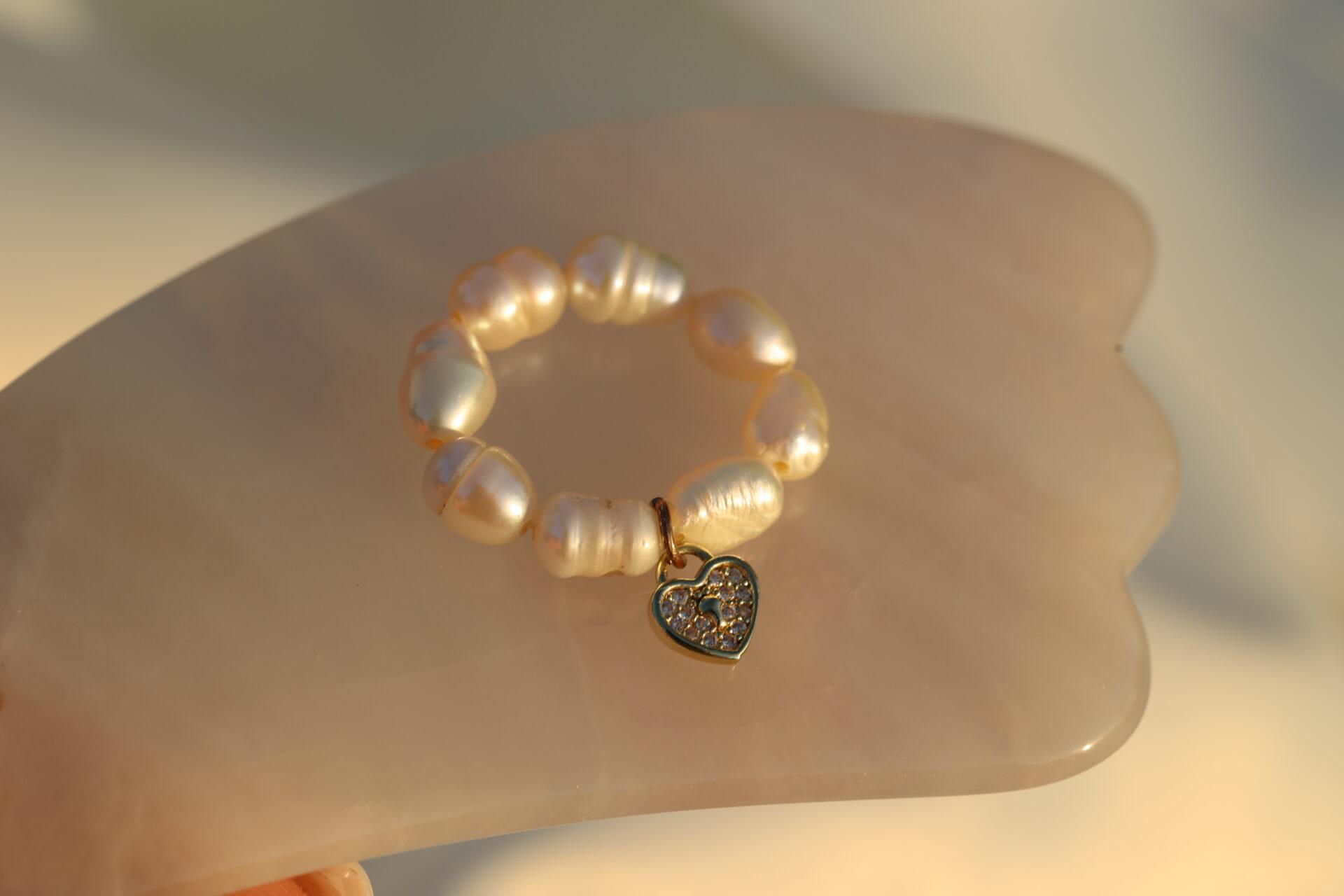 Herz Perle Dehnbarer Flexibler Ring