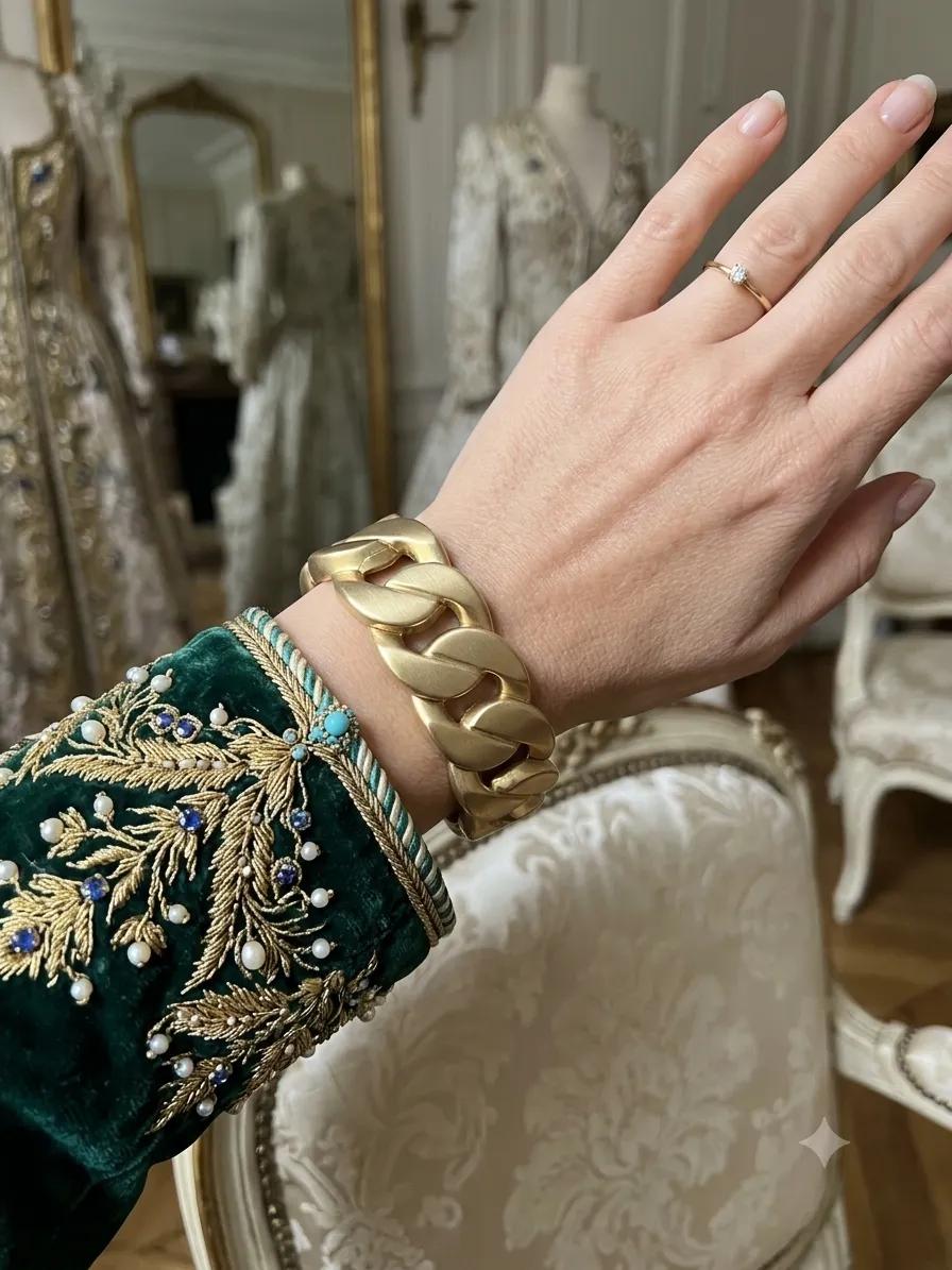 Statement-Gliederarmband in Mattgold Detail 2