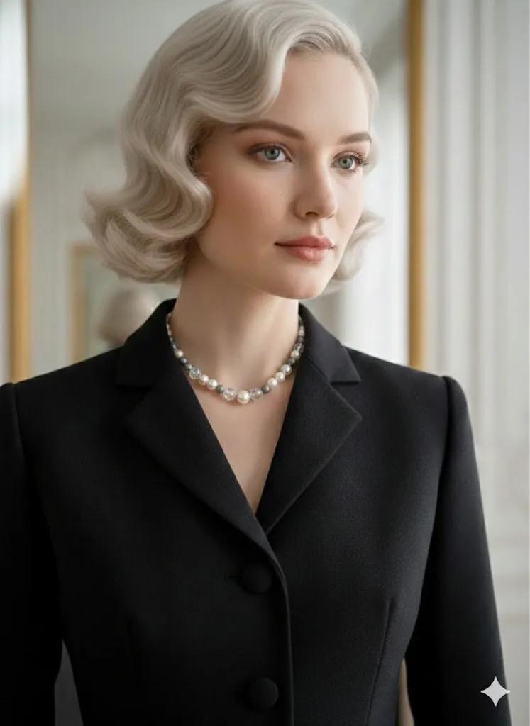 "Eisige Eleganz" – Kristall- und Perlen-Collier Detail 2
