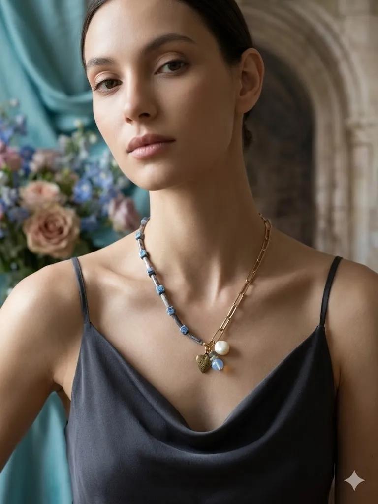 Elegante Asymmetrie: Handgefertigte Halskette mit Charakter Detail 2