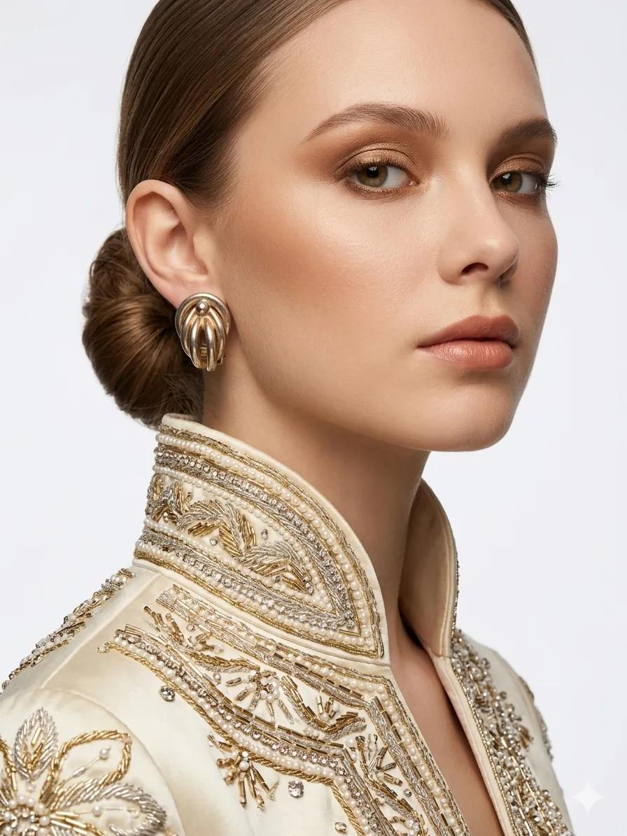 Vintage-Stil Ohrringe: Skulpturale Eleganz Detail 2