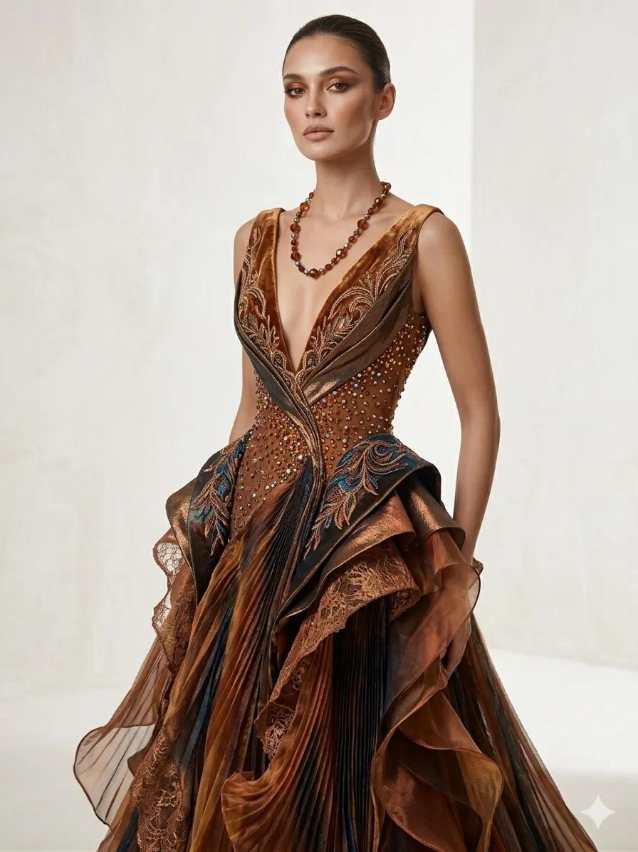 Vintage-Kristallkette „Amber Glow“ Detail 2