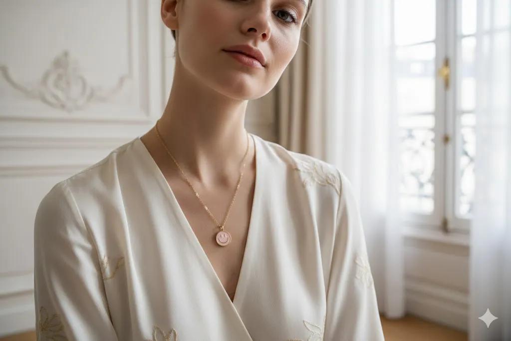 Smiley-Halskette „Joie de Vivre“ – Gold & Rosé Detail 2