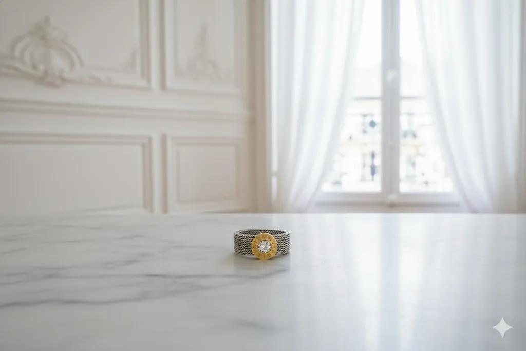 Ring „Heure Dorée“ – Mesh-Design & Römische Ziffern Detail 2