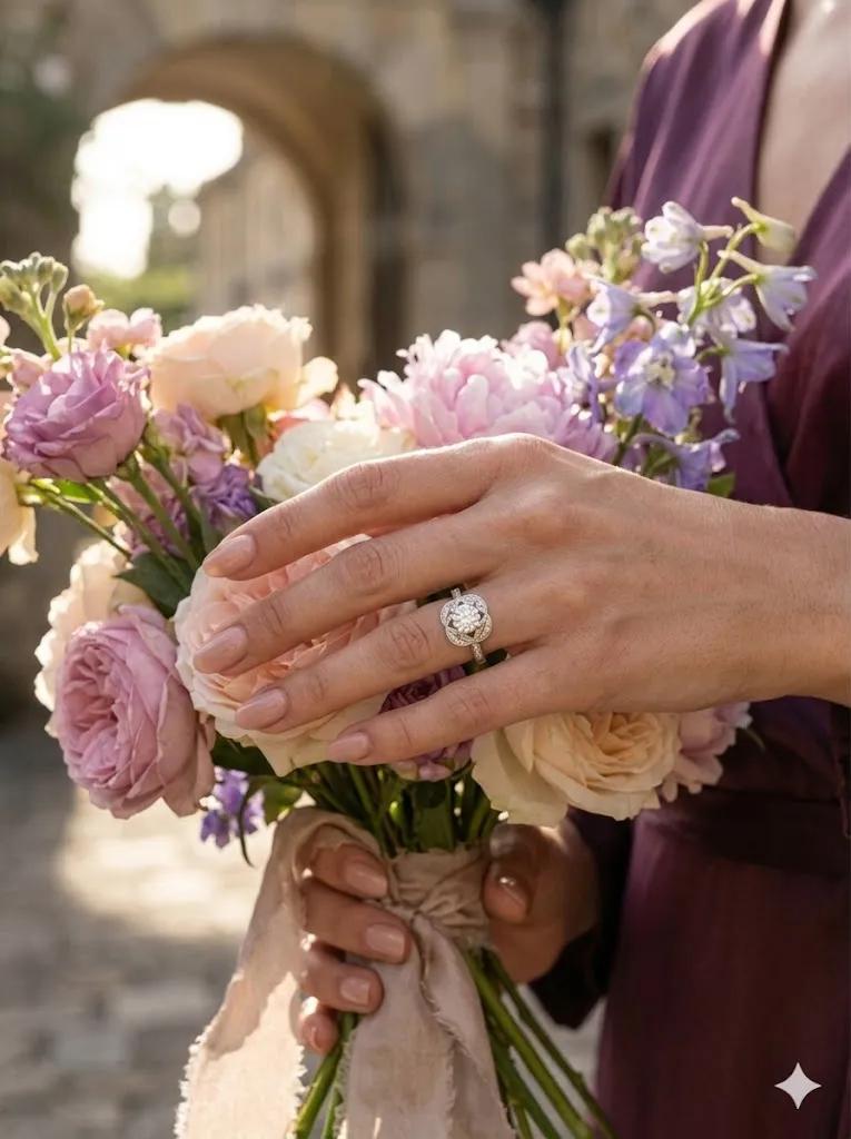 Vintage-Ring „Floral Halo“ Detail 2