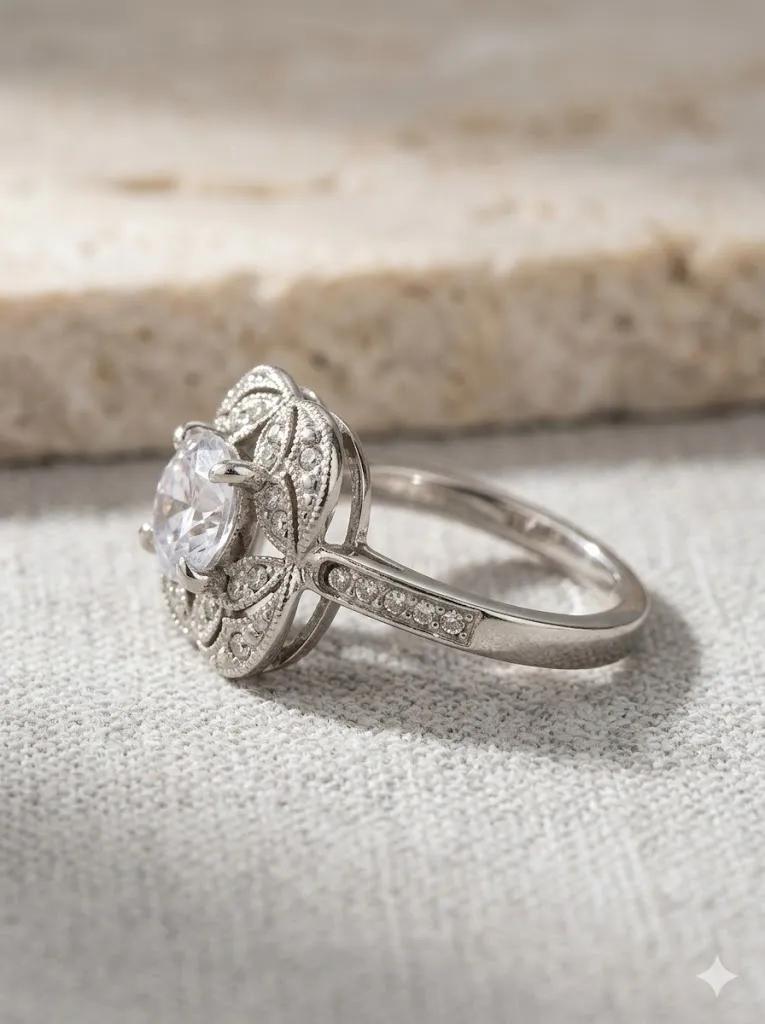Vintage-Ring „Floral Halo“ Detail 3