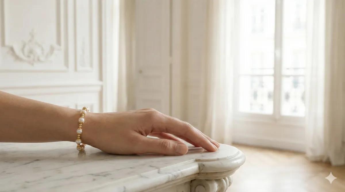Zartes Perlenarmband "Lumière" Detail 2