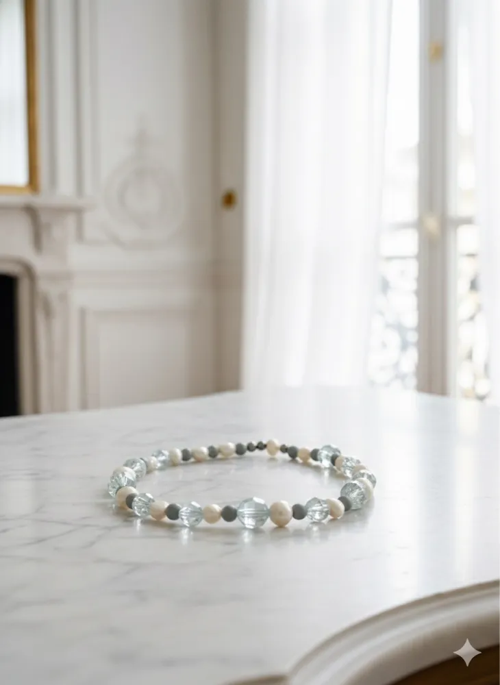 "Eisige Eleganz" – Kristall- und Perlen-Collier