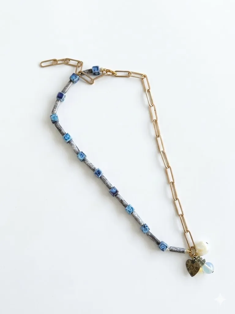 Elegante Asymmetrie: Handgefertigte Halskette mit Charakter