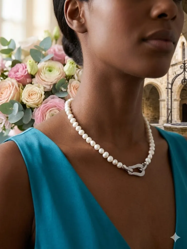 Elegante Perlenkette mit modernem Schmuckverschluss Bild 2