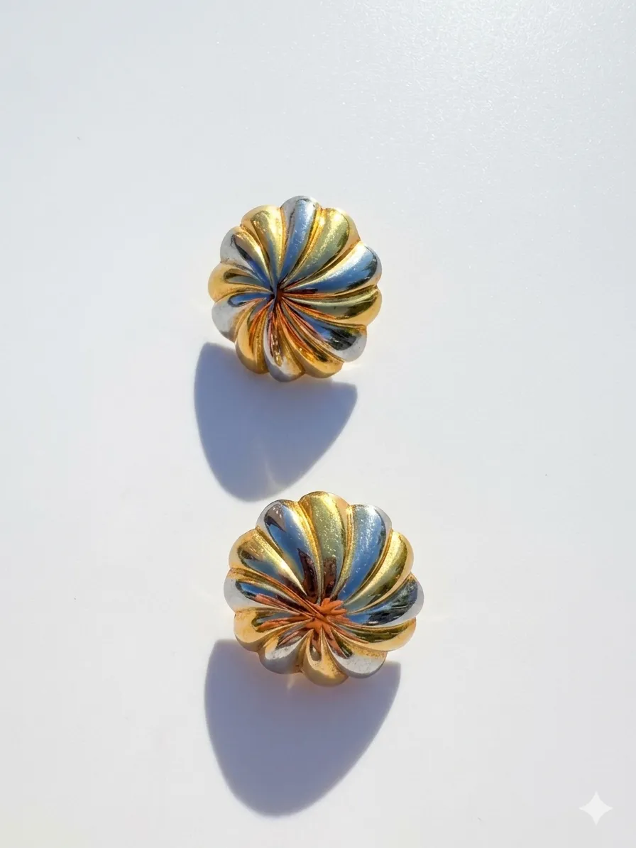 Elegante, zweifarbige, spiralförmig gerippte Ohrringe (Vintage-Stil)
