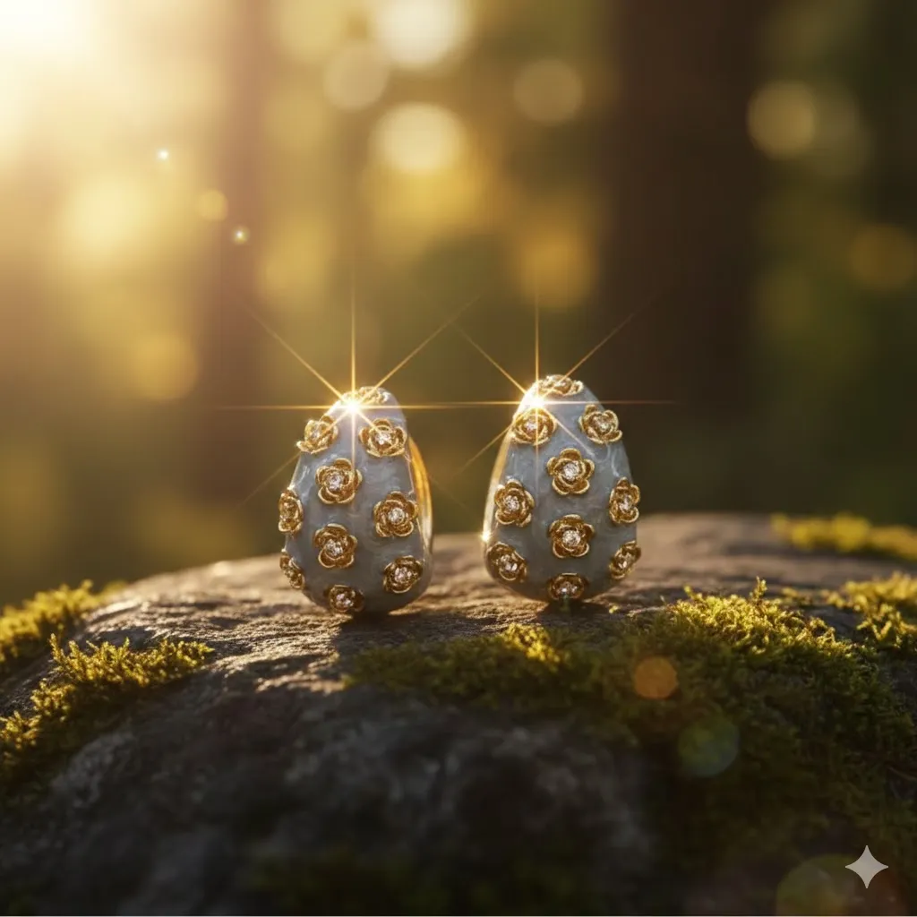 Elegantes Design: Die Tropfenform sorgt für eine zeitlose Silhouette, während die detaillierten Rosen-Applikationen einen Hauch von Vintage-Charme versprühen. Bild 2