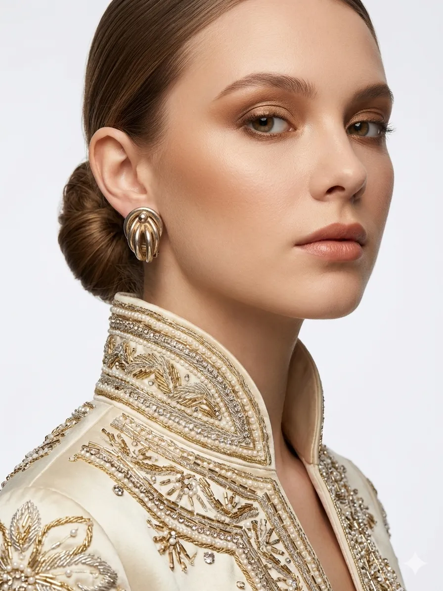 Vintage-Stil Ohrringe: Skulpturale Eleganz Detail 2