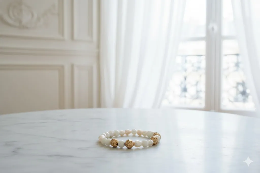 Perlenarmband „Lumière d'Étoile“ – Barockperlen & Gold-Akzente Bild 2