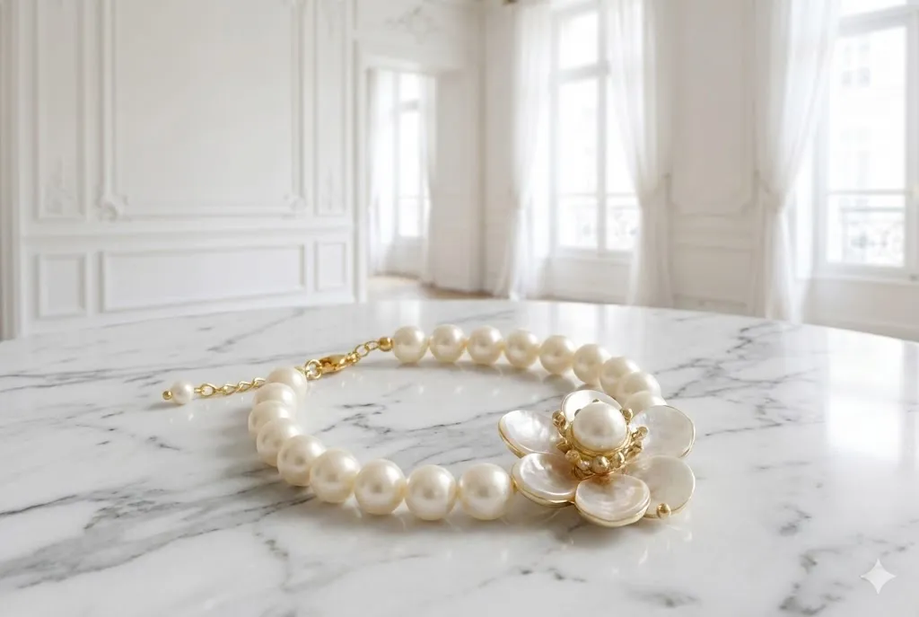 Perlenarmband "White Blossom"