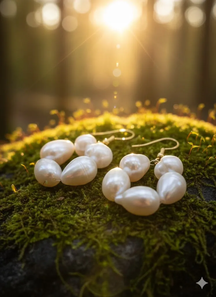 Handgefertigte Ohrringe aus echten Süßwasserperlen – Organisches Design Bild 2