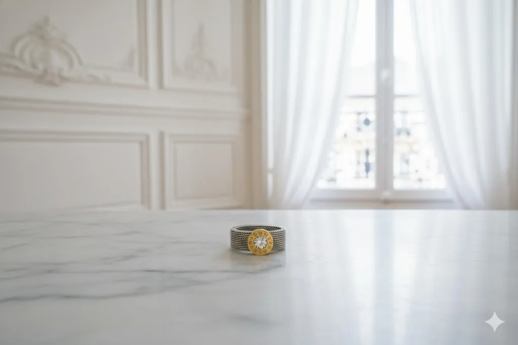 Ring „Heure Dorée“ – Mesh-Design & Römische Ziffern Bild 2