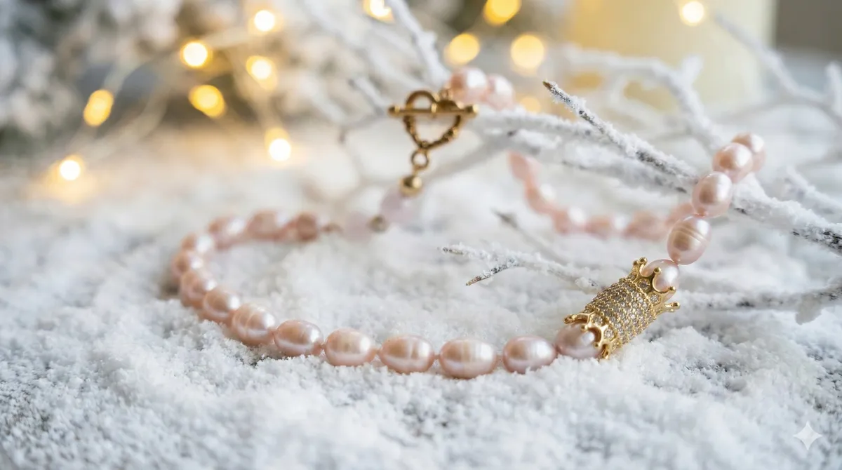 Rosa Perlenkette "Winterkönigin" Bild 3