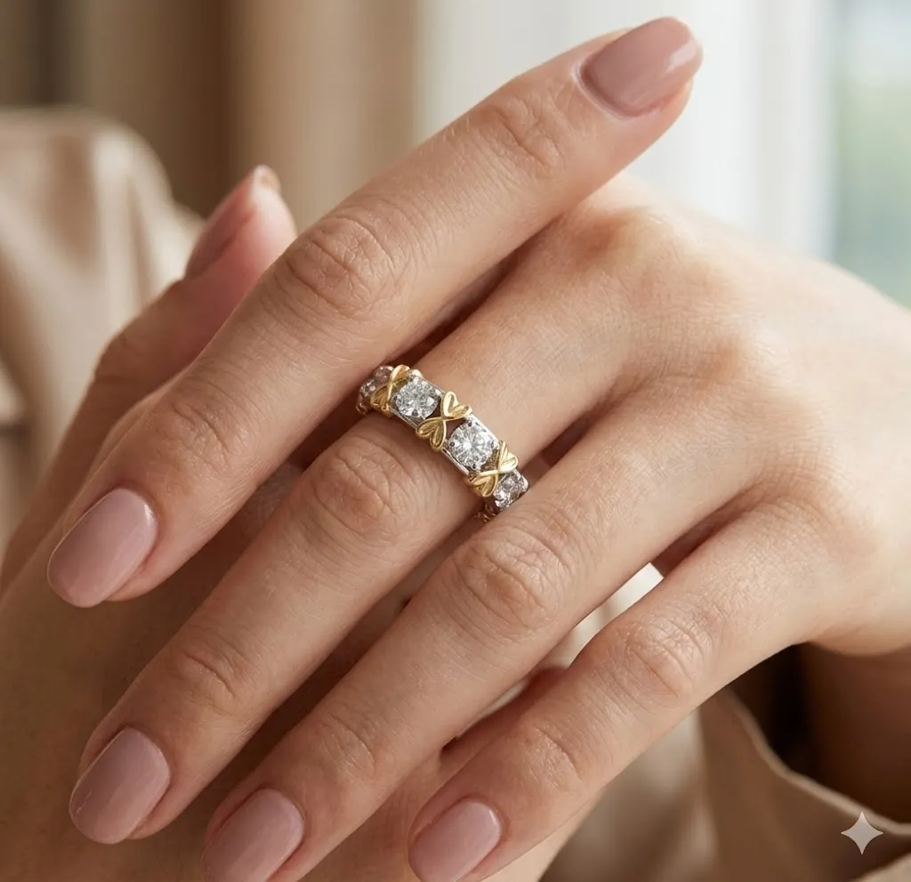 Stilvoller Ewigkeitsring mit funkelnden Kristallen Bild 3