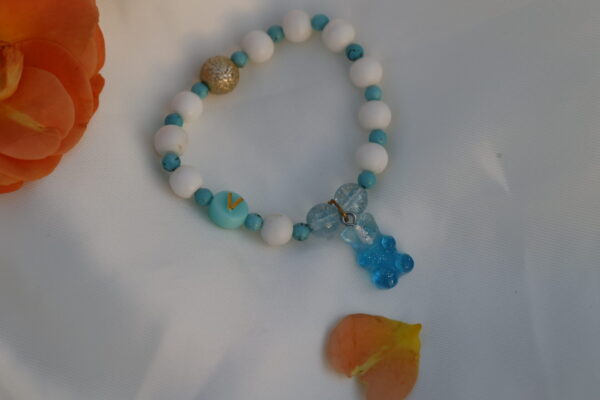 Blau Bear Armband Anhänger Totallänge: 1 cm 925 Sterlingsilber rhodiniert