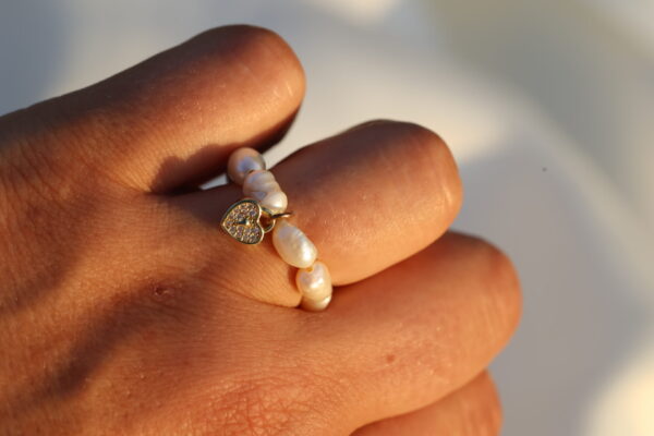 Herz Perle Dehnbarer Flexibler Ring - Image 5
